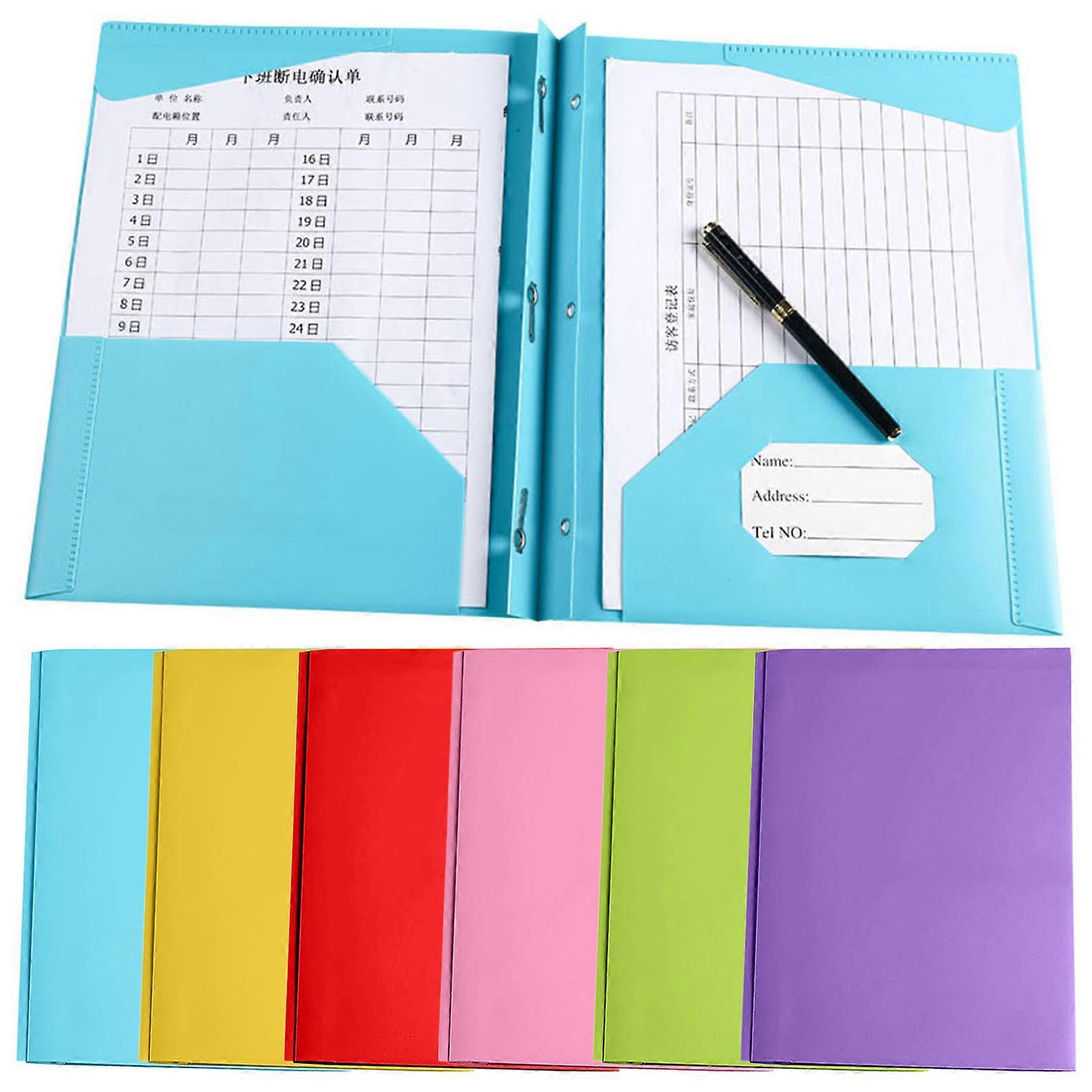 IntoJoy 60 Pack Plastic Folders With Pockets & Prongs - Two Pocket, Business Card Slot (Green) - View #4