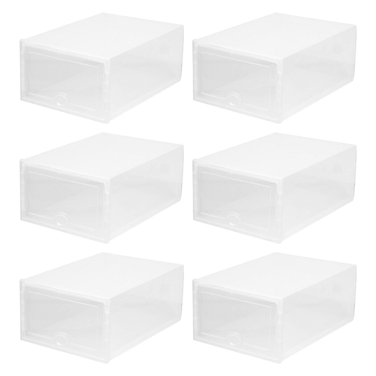 6 Pcs Transparent Plastic Shoe Box Drawer Type Shoes Storage Container