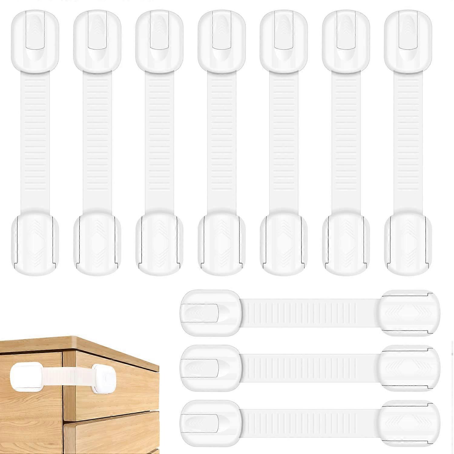 10 pieces of child locking for closet and drawers, drawer protection for baby and children for door cupboards fridge, cabinet lock with 3m glue withou