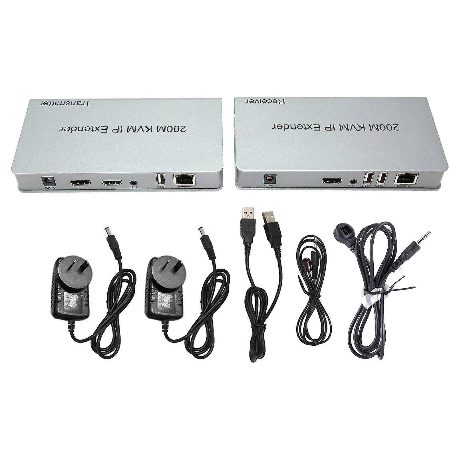 200m KVM IP Extender RJ45 HD Multimedia Interface KVM Over IP Extender with Wide IR TCP IPm By UTP STP for PC 100?240V AU Plug