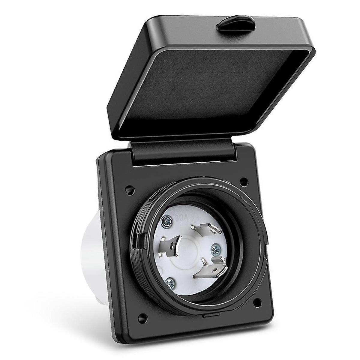 30 AMP RV Shore Power Inlet 125V Twist Lock Receptacle NEMA L5-30P Enclosed Lockable Flanged Male P
