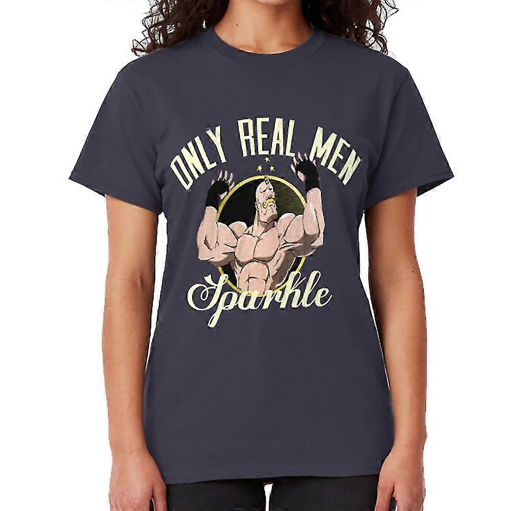 Sadece gerçek erkekler ışıltılı tişört