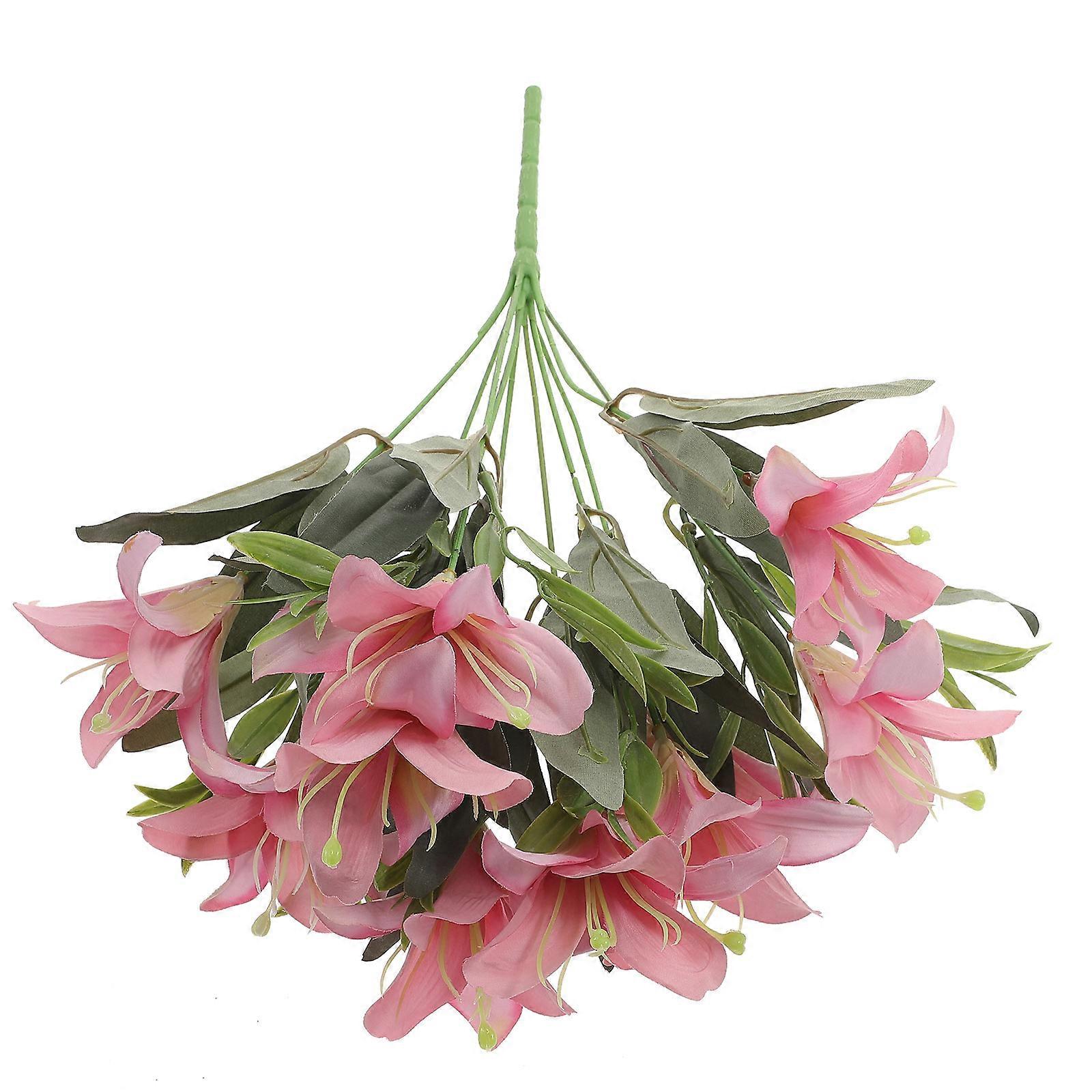 Artificial Lily Flower Bouquet Faux Simulation Lily Bouquet Home Office Decoration