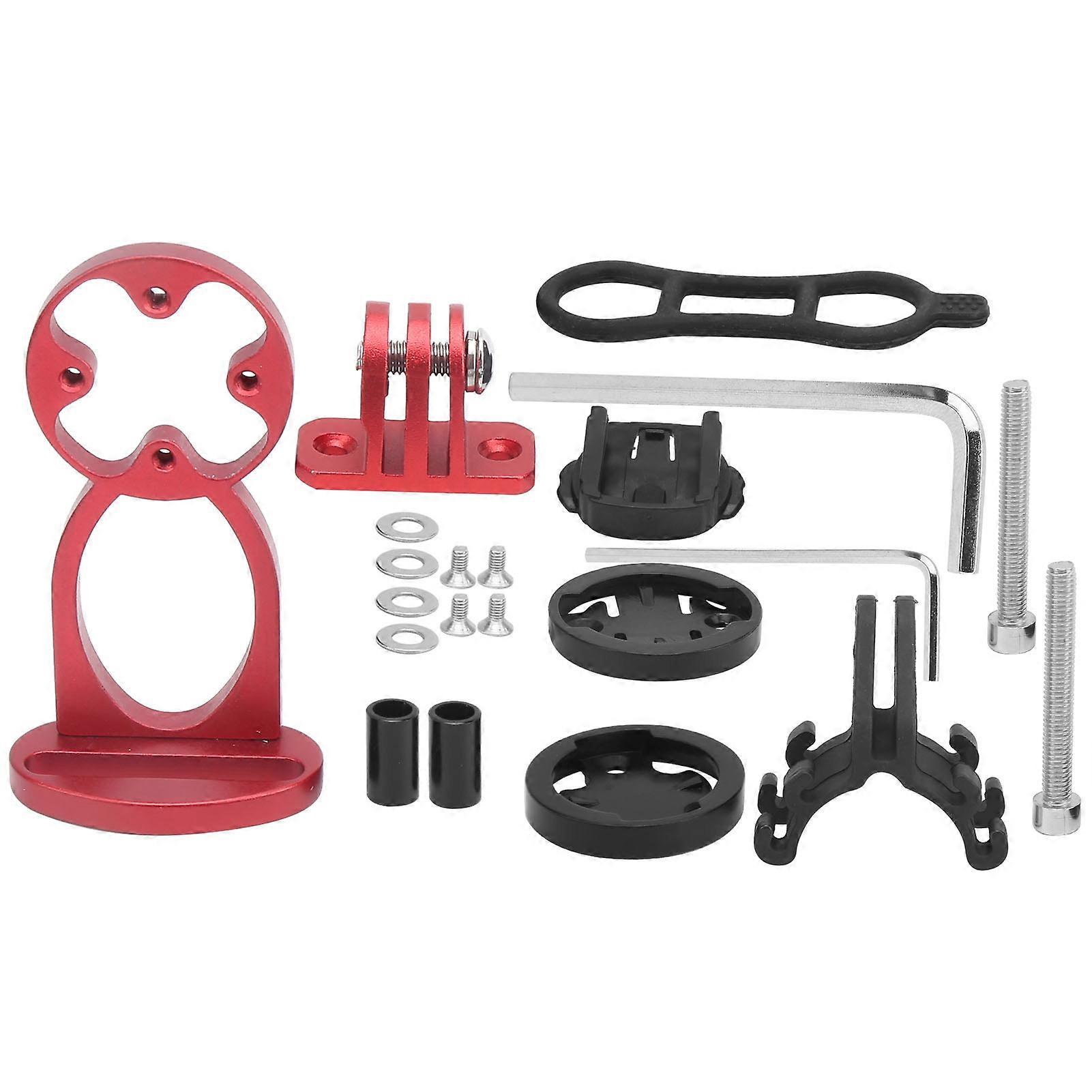 Bike Computer Stem Extension Bracket Aluminium Alloy with Flashlight Clip Bracket AdapterRed