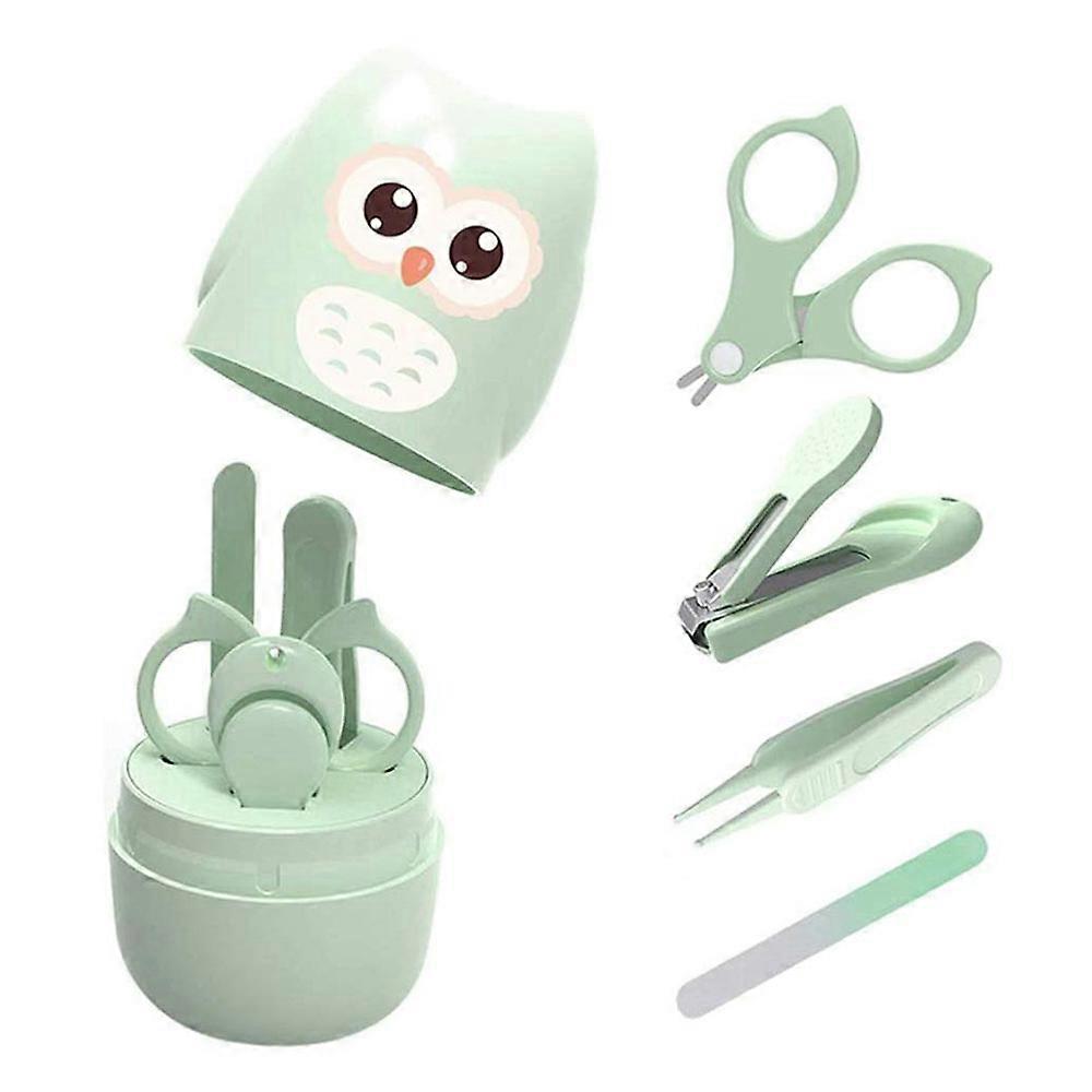 Baby Nagelset mit süßem Eulenetui - Nagelknipser, Schere, Feile & Pinzette für Neugeborene