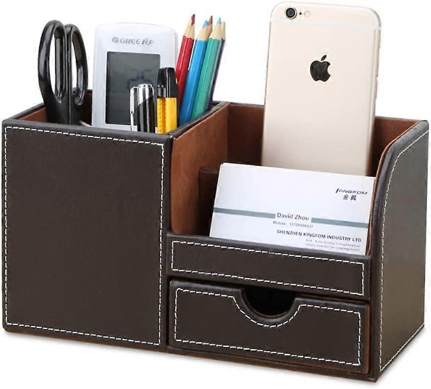 4 Multifunctionele Compartimenten Desktop Organizer (Bruin)