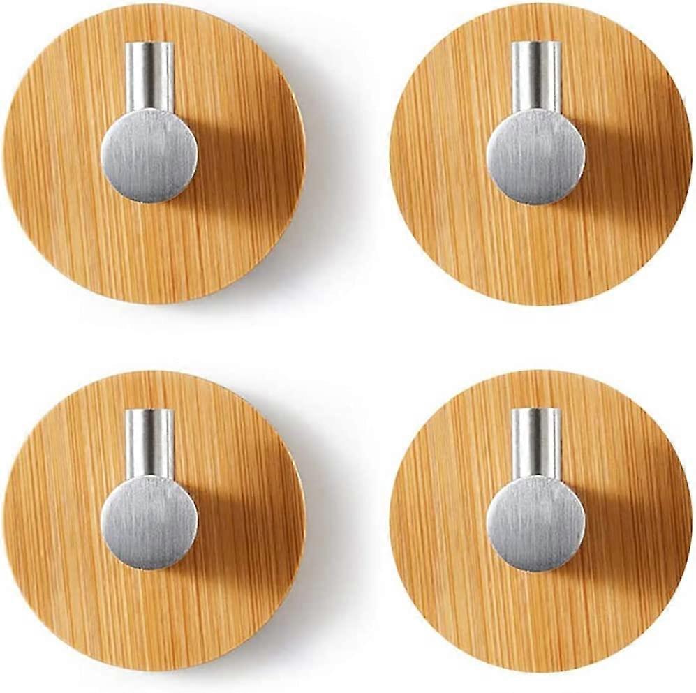 Solid wood stainless steel hooks (silver) 4 pieces