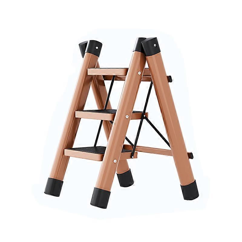 Step Ladder Folding 3 Steps Non Slip Waterproof Rustproof Household Handling Equipment Apricot