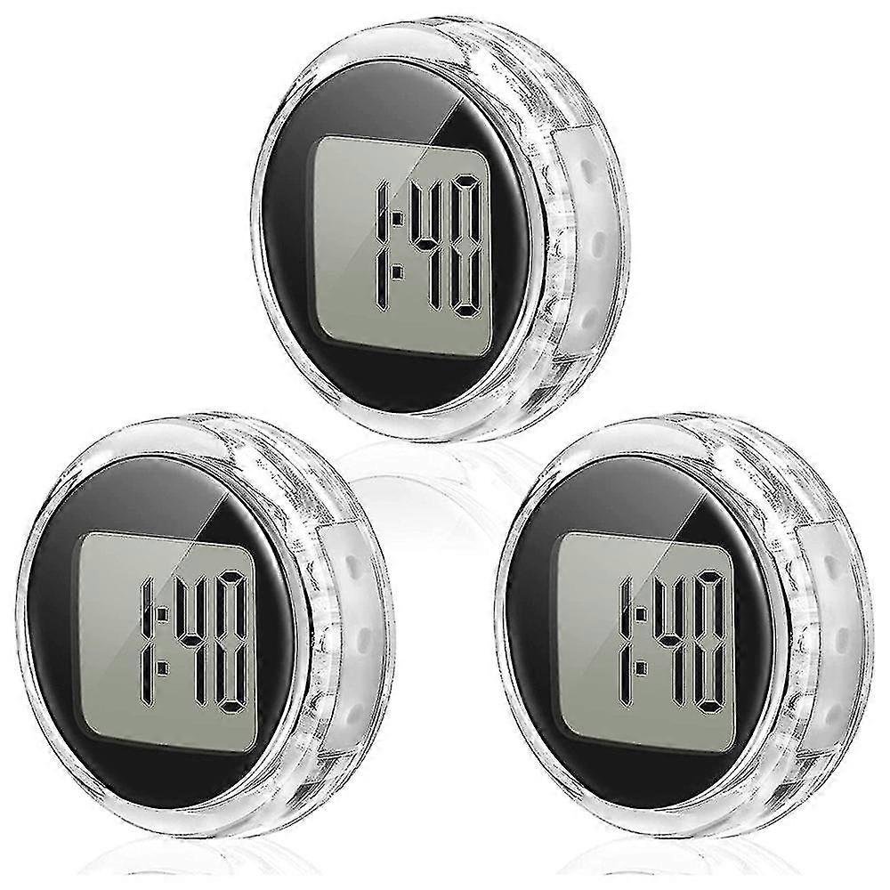3 Pieces Mini Motorcycle Clocks Waterproof Stick-on Motorbike Mount Watch Digital Clocks For Vehicle, Auto, Car, Suv