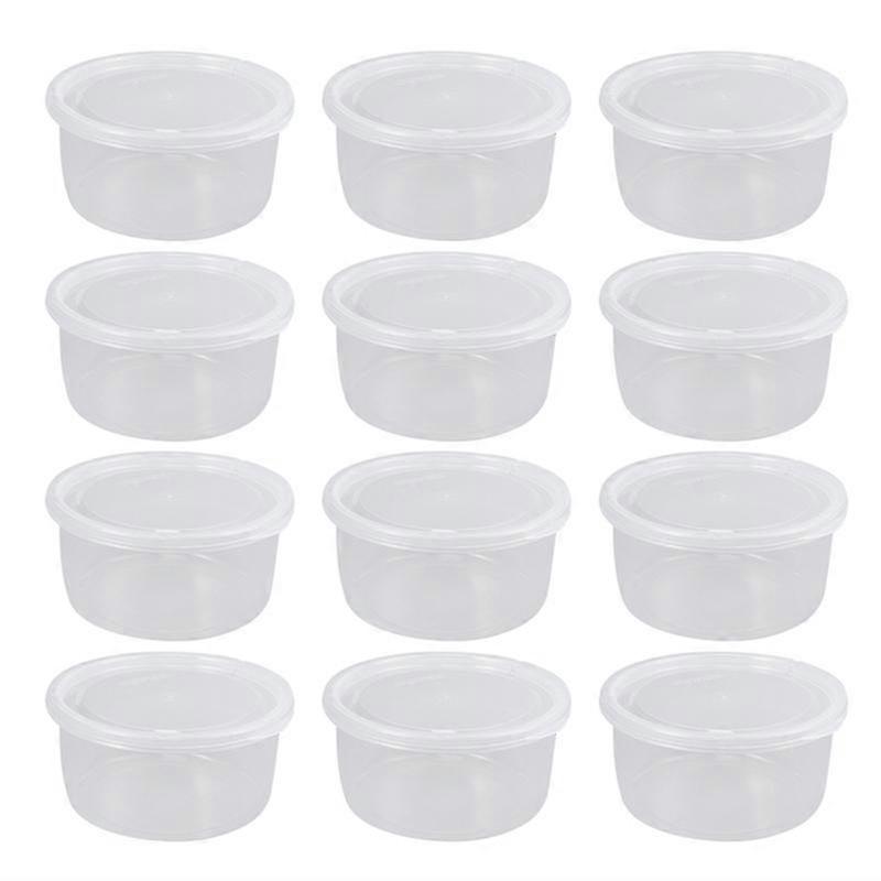 12pcs 350ml small plastic crisper round food container kitchen lunch boxes sealed bowl for refrigerator (random color)