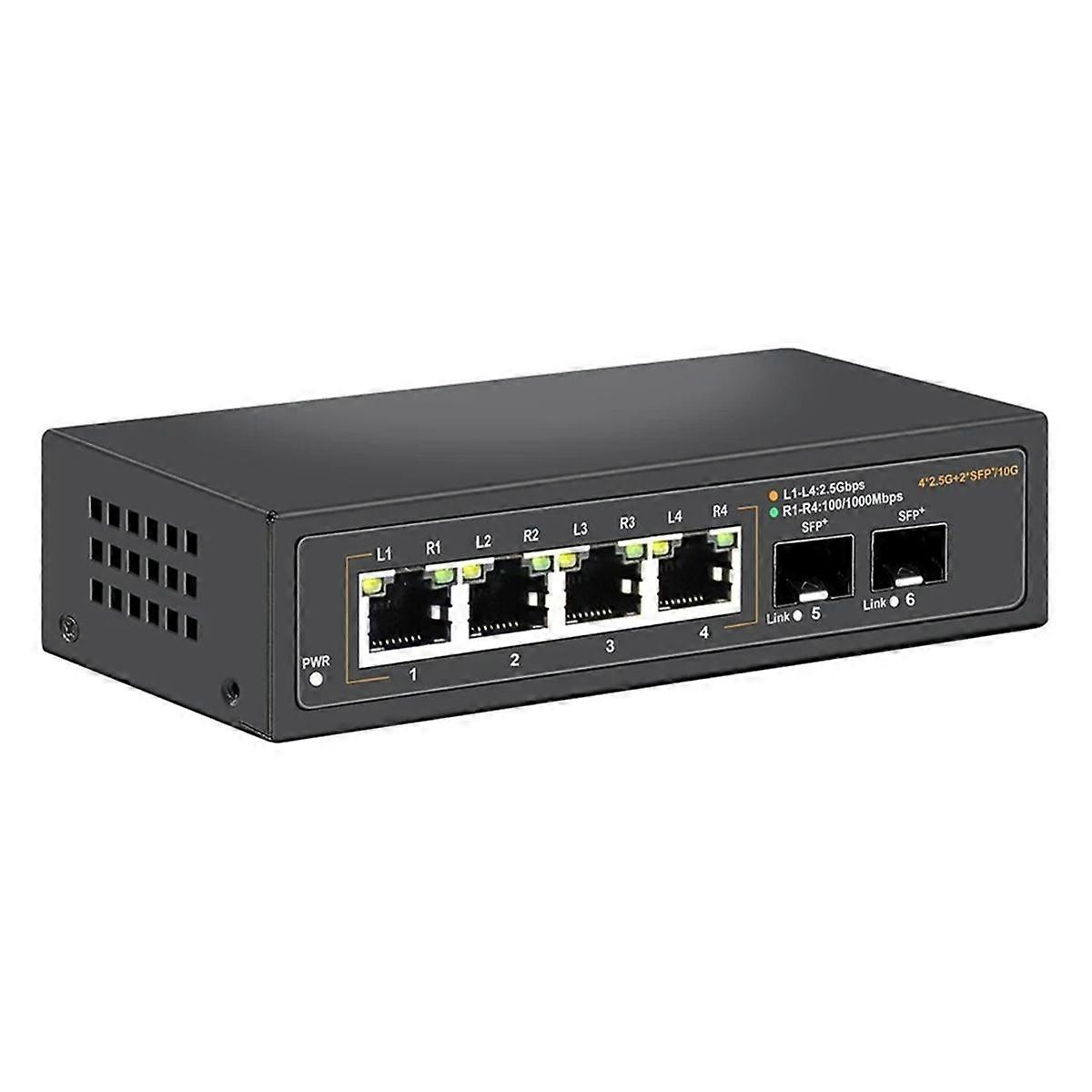 Unmanaged Ethernet Switch 2.5G with 4 X 2.5G Base-T Ports and 2 X 10G SFP Uplink Port,for 100/1000/
