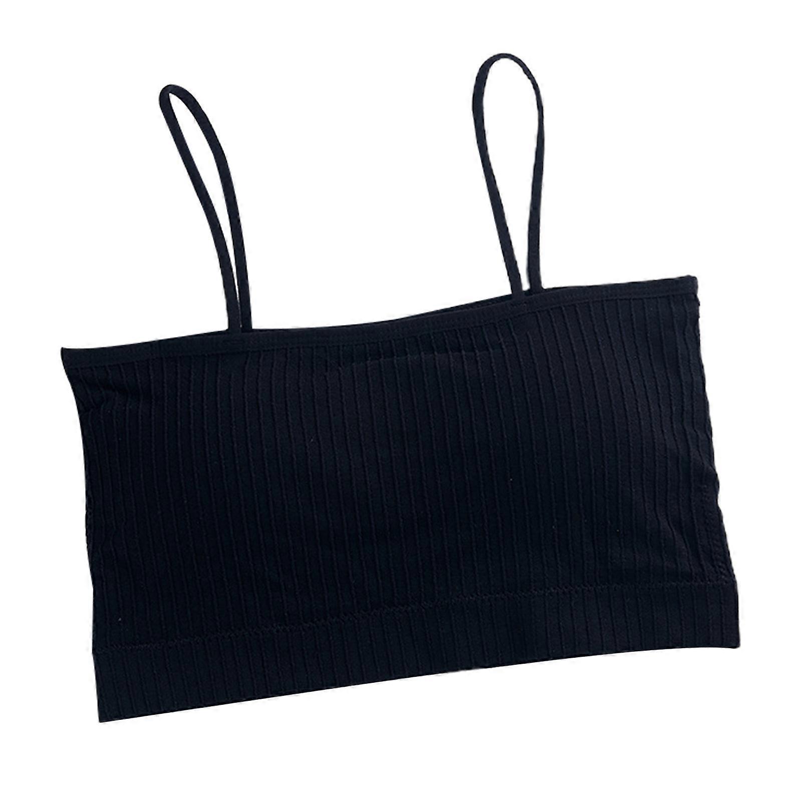 Spaghetti Strap Sling Bandeau Elastic Brassiere Breathable Bra with Removable Sponge Chest Pad