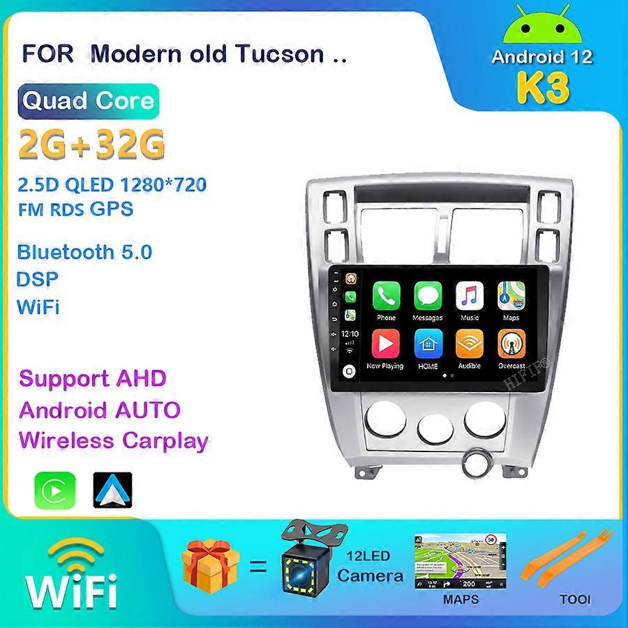 Android 12 Car Radio for Hyundai Tucson 2004-2009 Multimedia Video Player 2 Din 4G GPS Navigation Carplay DVD Head Unit