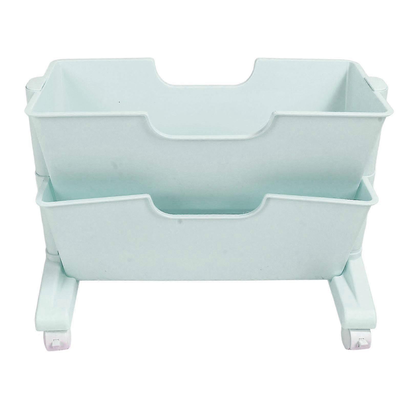 Double Layer Movable Deskside Bookshelf Removable Small Bookcase Dormitory Organize Trolley Shelf