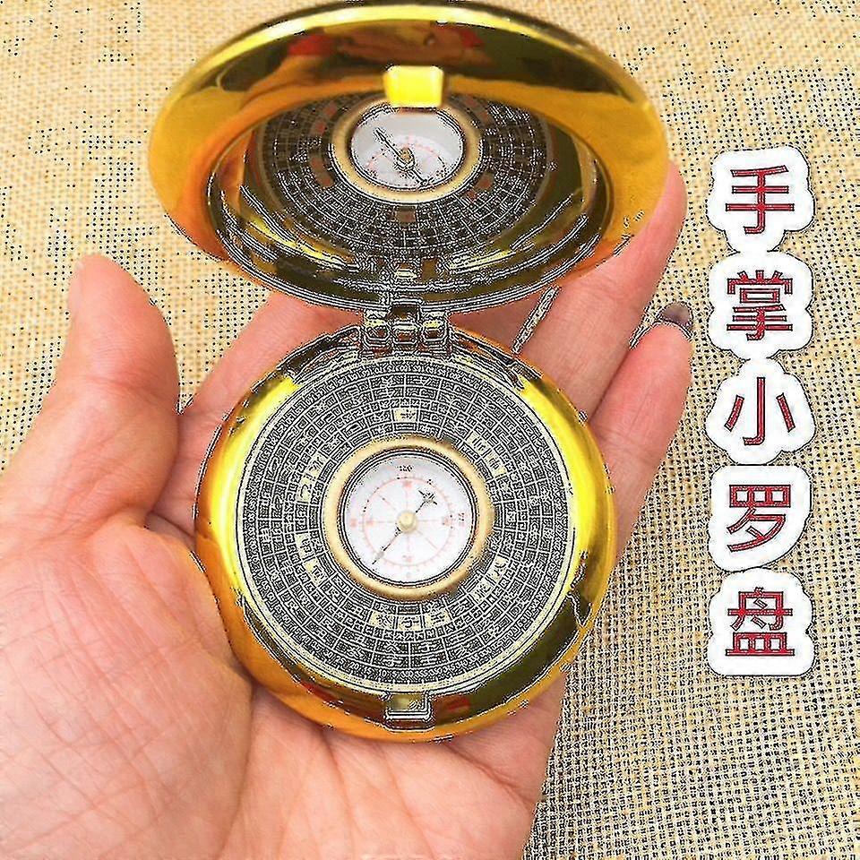 2 polegadas Pure Copper Professional Feng Shui Compass Totalmente Automático Pequena Bússola com Cobertura