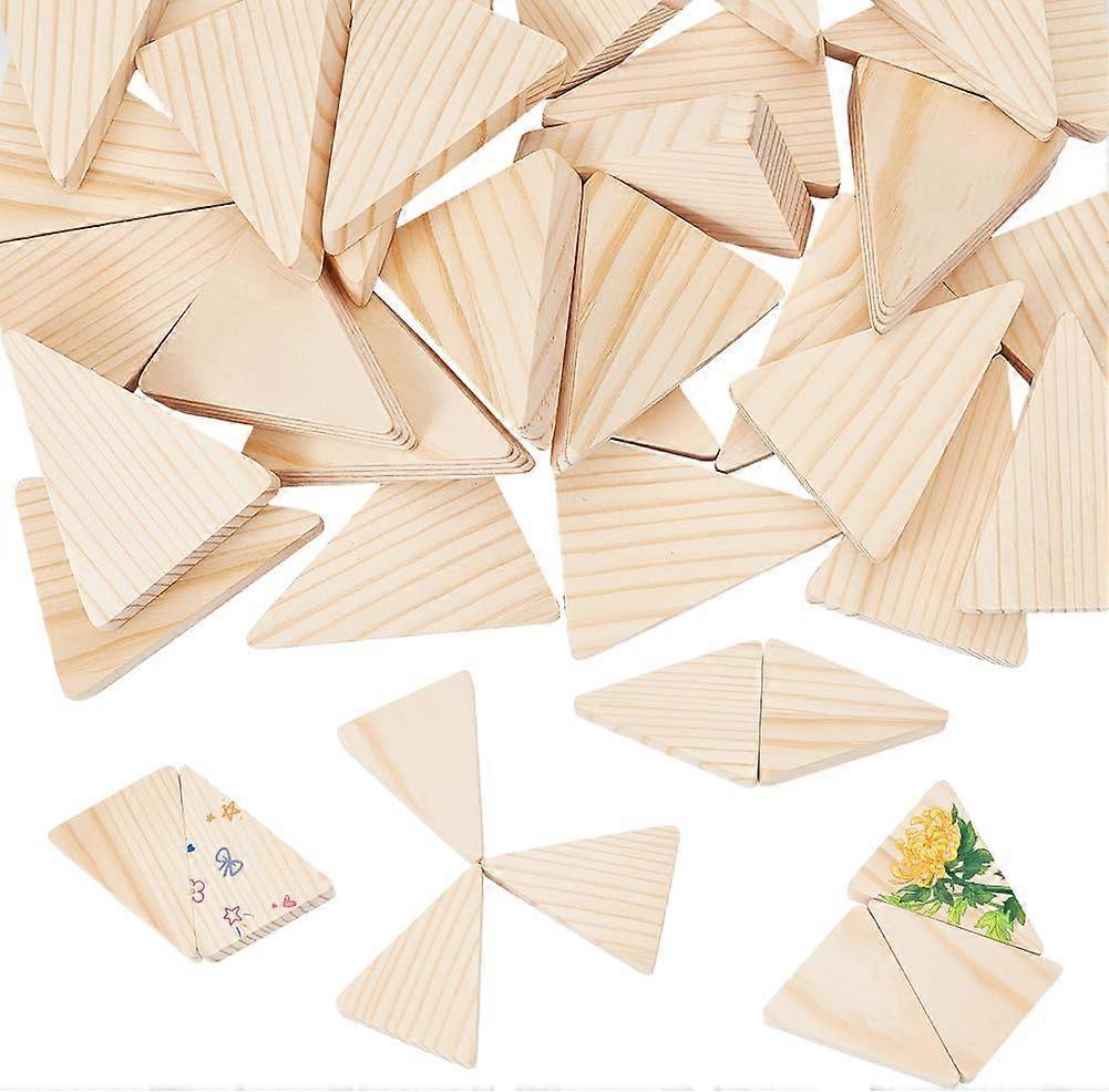 30pcs Triangle Wood Pieces 1.9x2.4x0.5 Inch Unfinished Wood Pieces Wood Triangle Cutout Natural Blank Triangle Pieces Blank Slices for DIY Crafts Draw