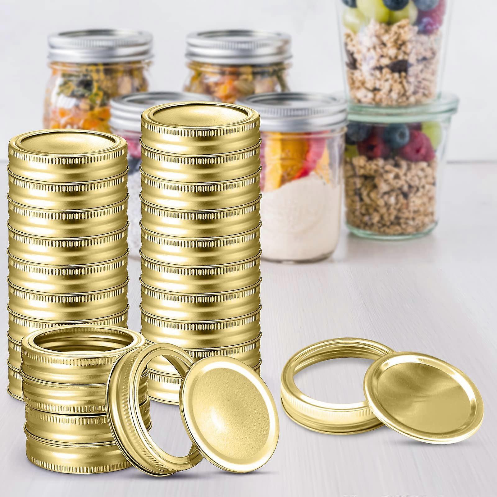 48 PCS Mason Jar Lids, Regular Canning Lids with Silicone Seals Rings, Leak Proof And Secure Mason Jar Lids