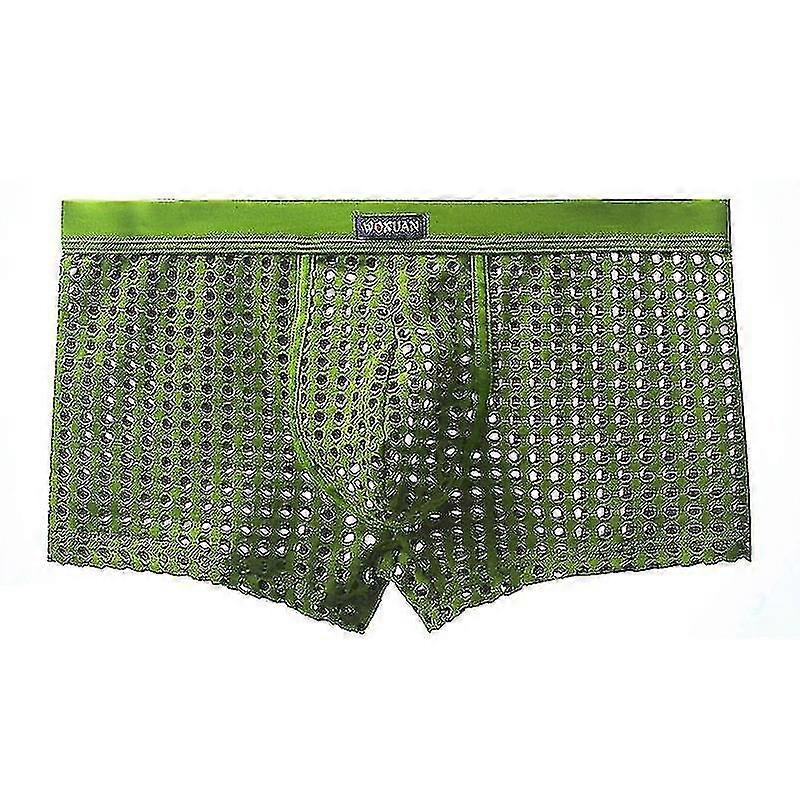 Ανδρικά εσώρουχα fishnet δείτε μέσα μπόξερ σλιπ πλέγμα κοίλο εσώρουχα σαλόνι σορτς