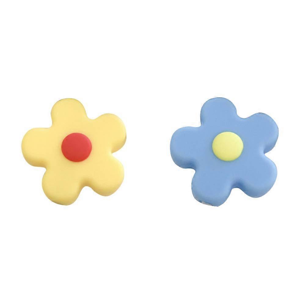 2pcs Cable Protector Flower Cable Bites Sleeve(Blue Yellow)