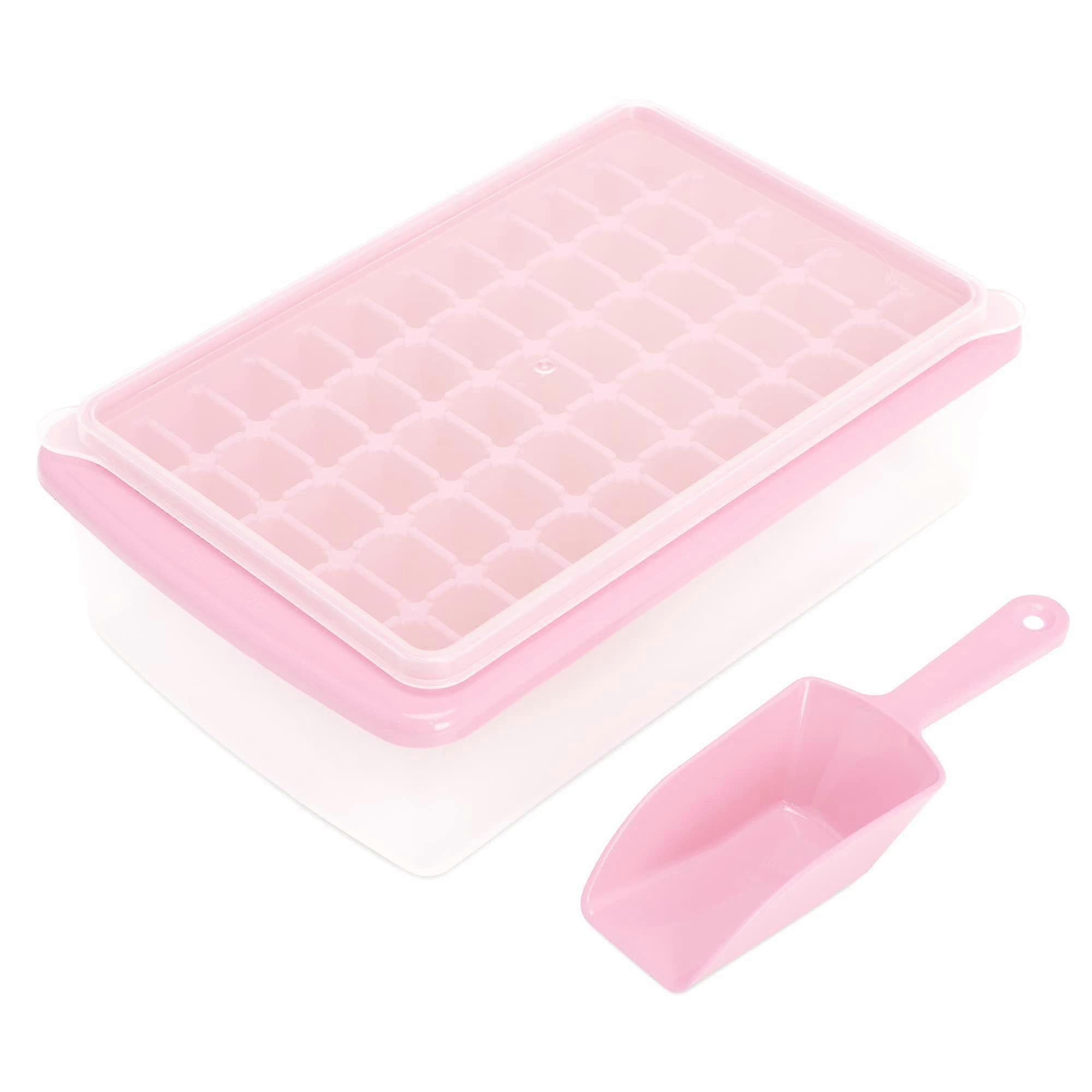 Ice Cube Tray With Lid And Bin For Freezer, 55 Nugget Ice Tray With Cover, Storage Container