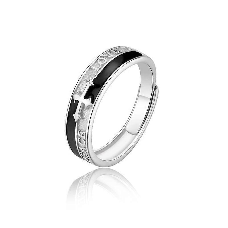 Vintage cross men's ring, men's open ring