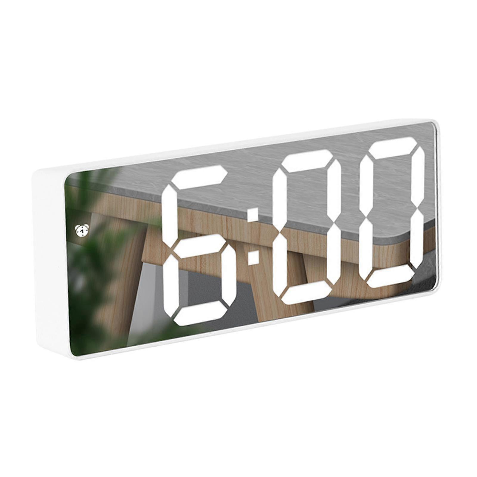 Alarm Clock Snooze Large Display Electronic Desktop White mirror white