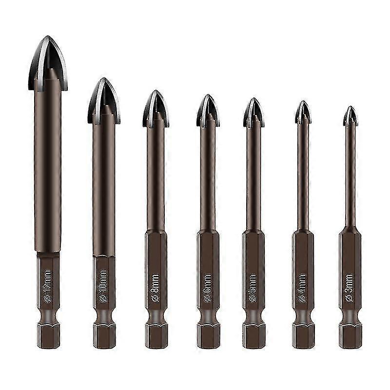 7pcs Cemented Carbide Drill Bit Tools Multifunction Bits For Ceramic Tile Concrete Brick Wall Glass
