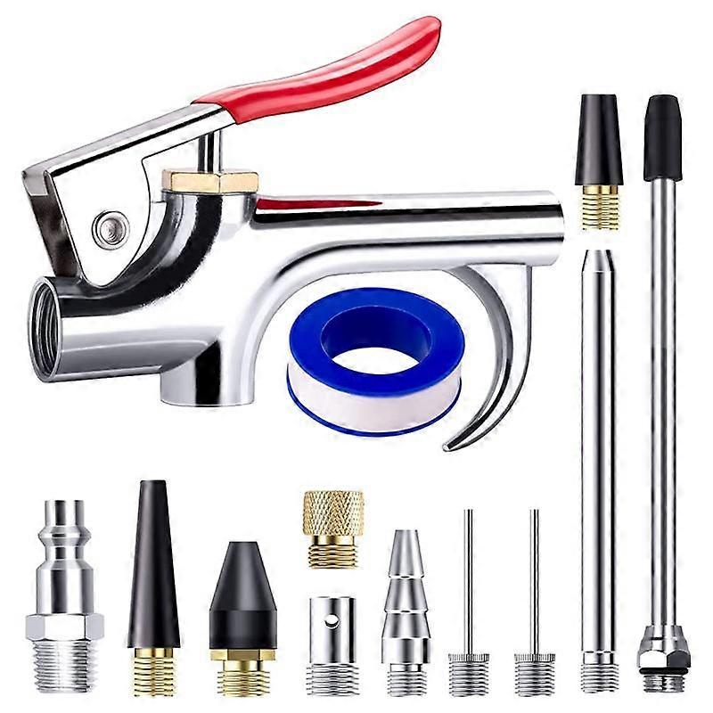 13 Pcs 2-Way Connection Air Nozzle Blow Tool Set, with 1/4 in Standard Quick Fitting for Air Inflation and Dedusting