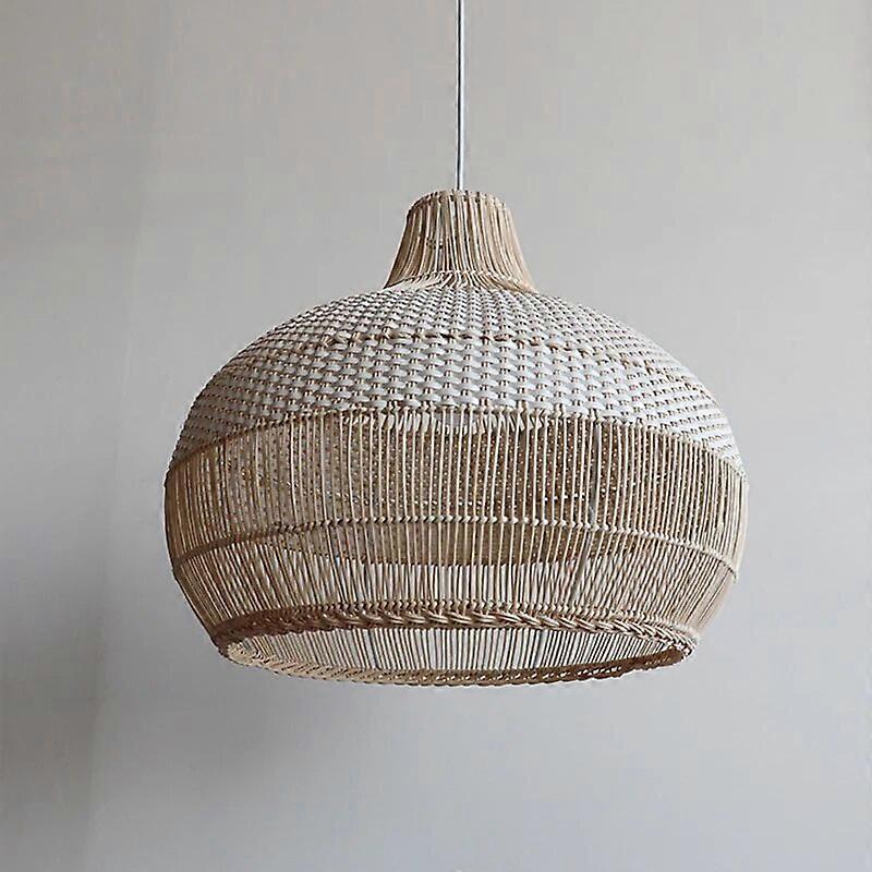 אורות תליון ראטן וינטאג 'ארוגים ביד מנורות תלויות ראטן לקישוט הסלון מנורות פינת אוכל E27 השעיה