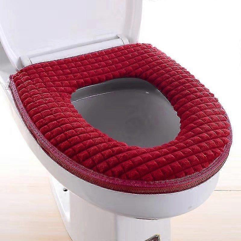 Toilet Seat Cover, Diamond Velvet Zipper Toilet Seat Pads, Washable And Comfortable