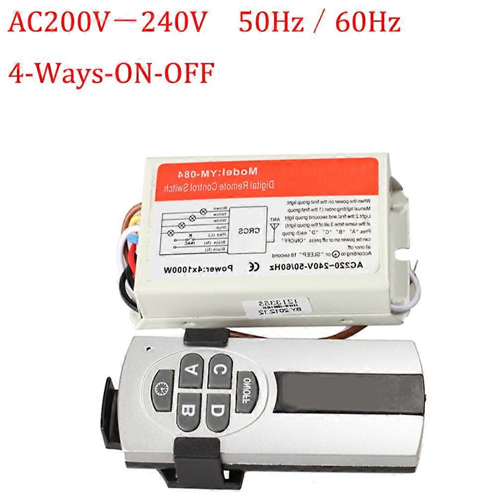 4 Ports Wireless Remote Control Digital Remote Control 220V 1/2/3 Channel Switch Lightswitch NO/OFF for Lamp Light