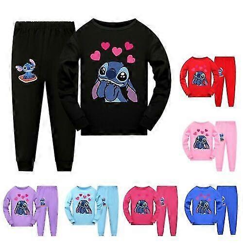 Kid Lilo And Stitch Pyjamas Bomull Topp + Byxor Nattkläder Nattkläder PJ'S Set Outfit