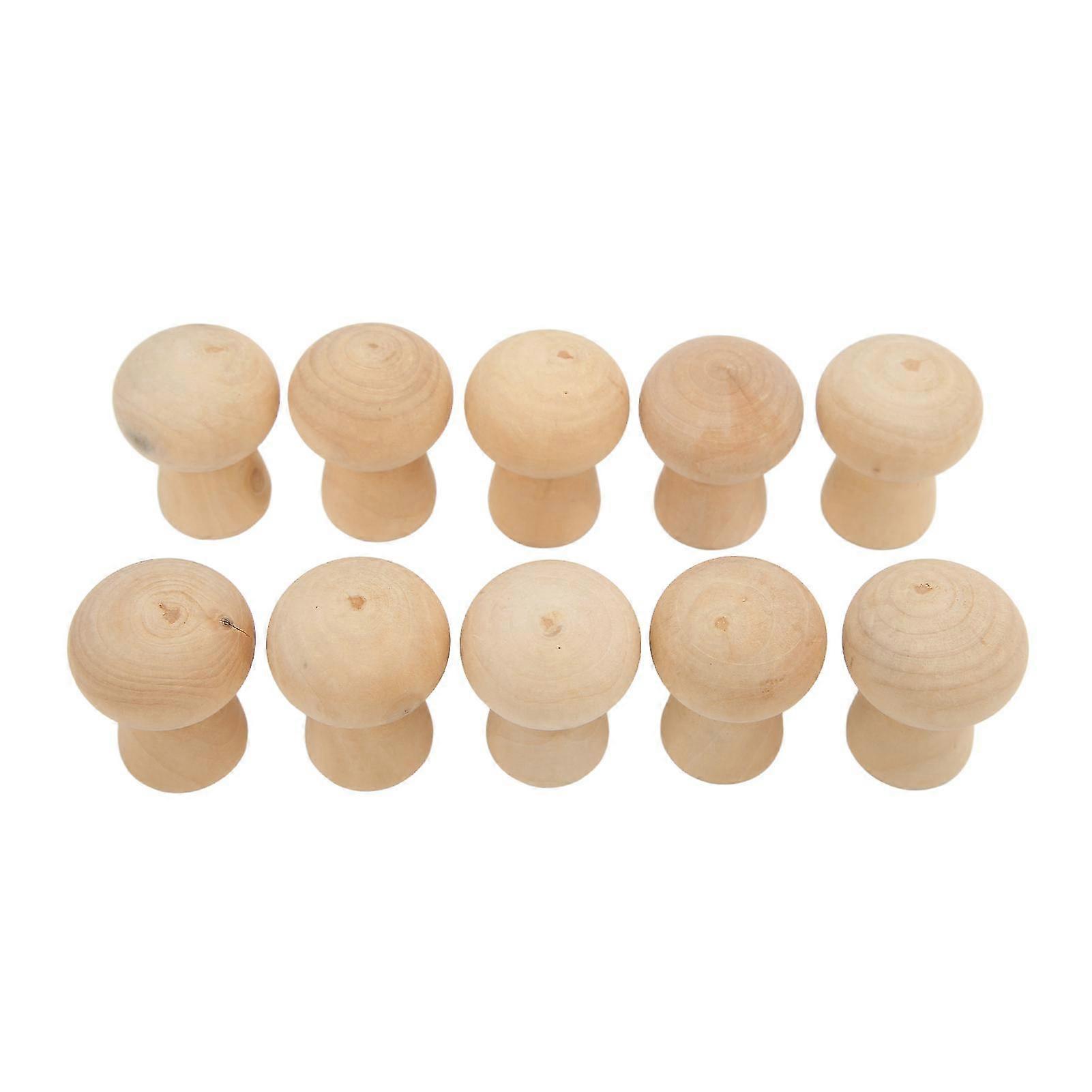 Wooden Peg Dolls 10PCS DIY Production Unfinished Log Peg Dolls with Mushroom Design
