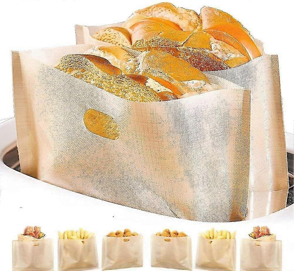 Non-stick Reusable Toaster Bag, 6 Washable Teflon Toast Bags,16*16.5cm-aisgd