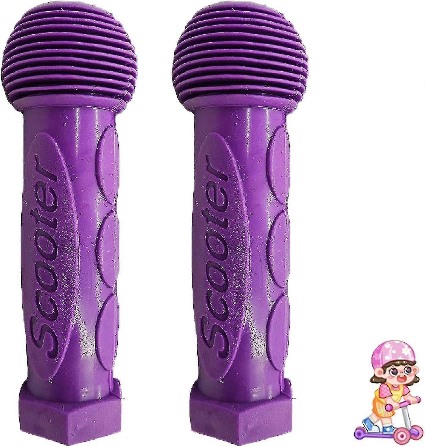 Micro Scooter Handles, Micro Scooter Handles Grips, Deluxe Non-slip Replacement Rubber Hand Grip For Kids Bike Scooter Push Purple