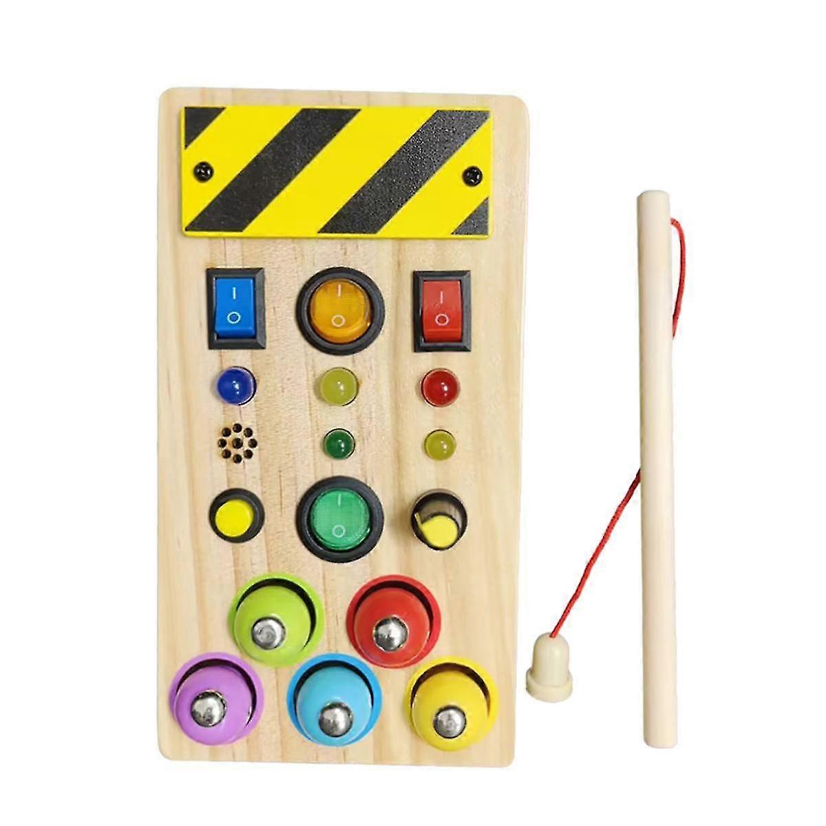 Planche de pêche en bois en bois avec des jouets éducatifs sensoriels à lumière LED pour les tout-petits 1-3 ans Toggle Swi - ya