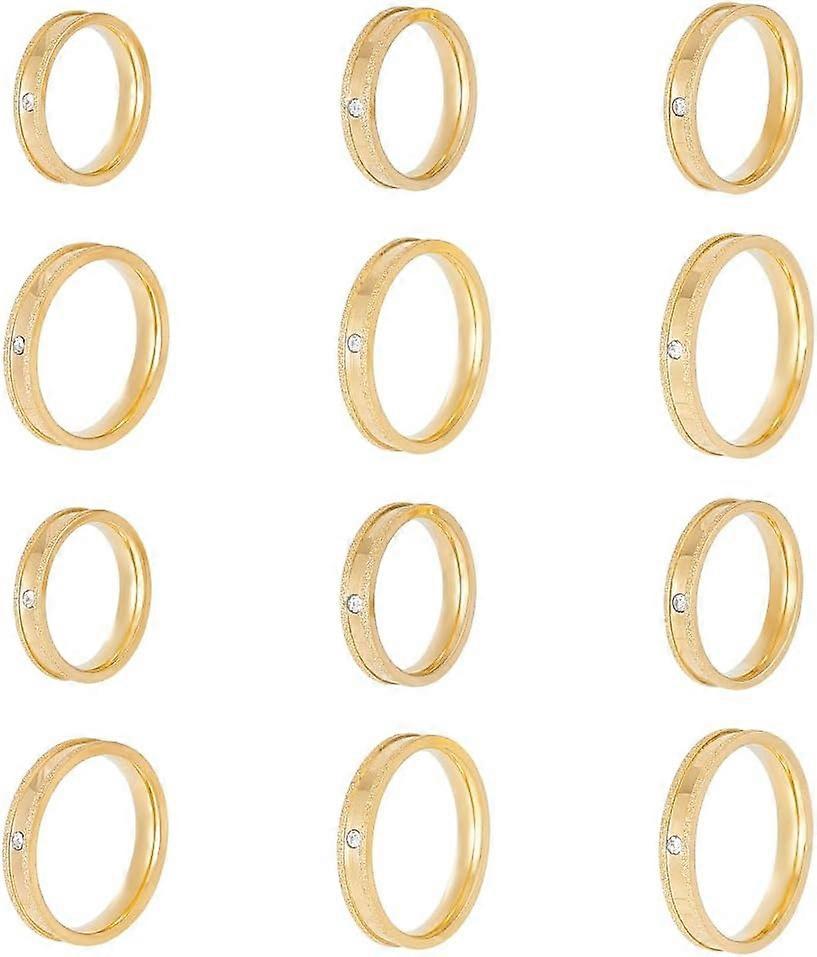 Rhinestone Blank Ring Crystal Textured Narrow Grooved Ring DIY