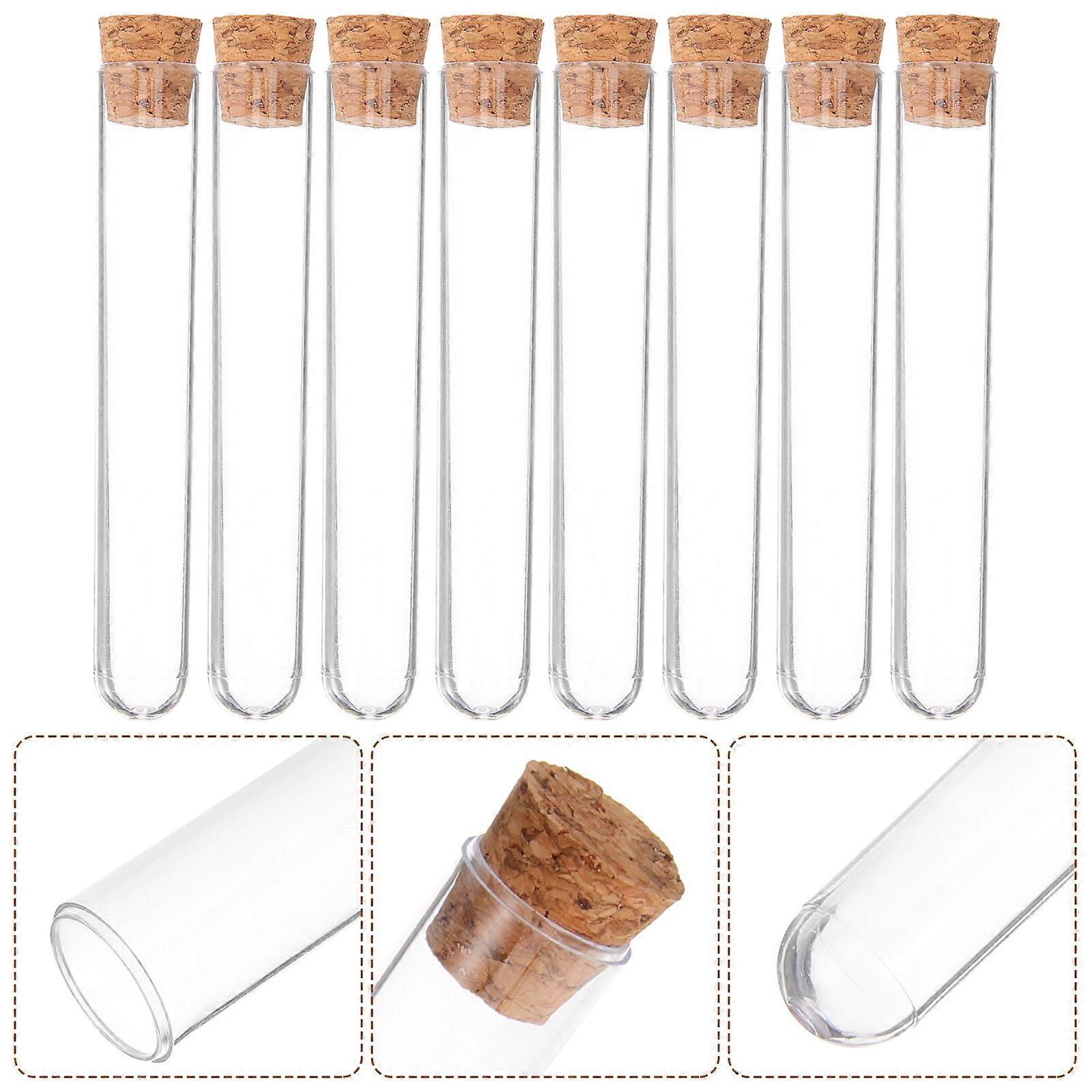 30PCS Clear Test Tubes with Cork Stoppers Plastic Test Bottle Storage Bottle for Scientific Experiments