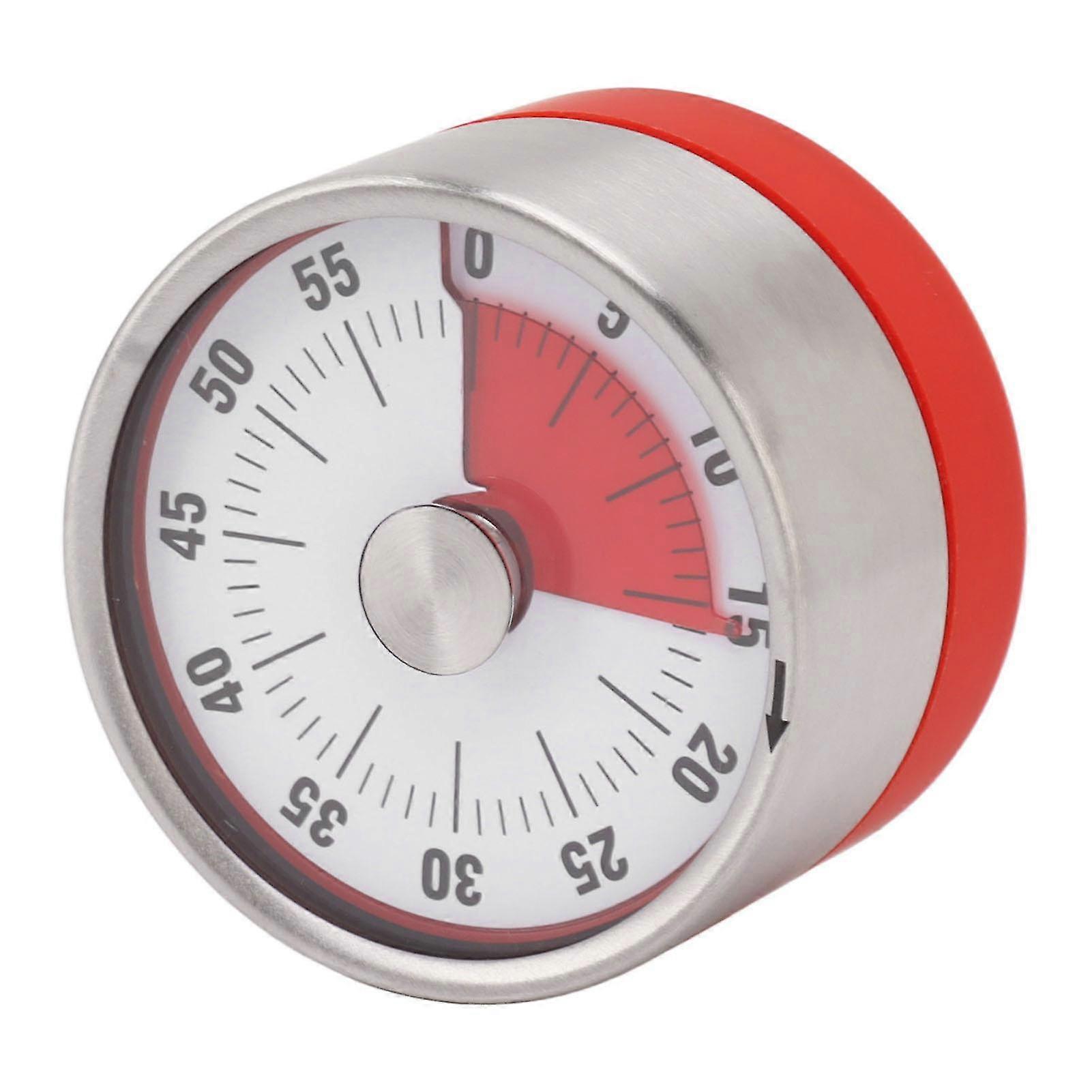 Kitchen Mechanical Timer Clock Reminder Timer Student Time Manager Magnetic Stainless Steel Timer Red