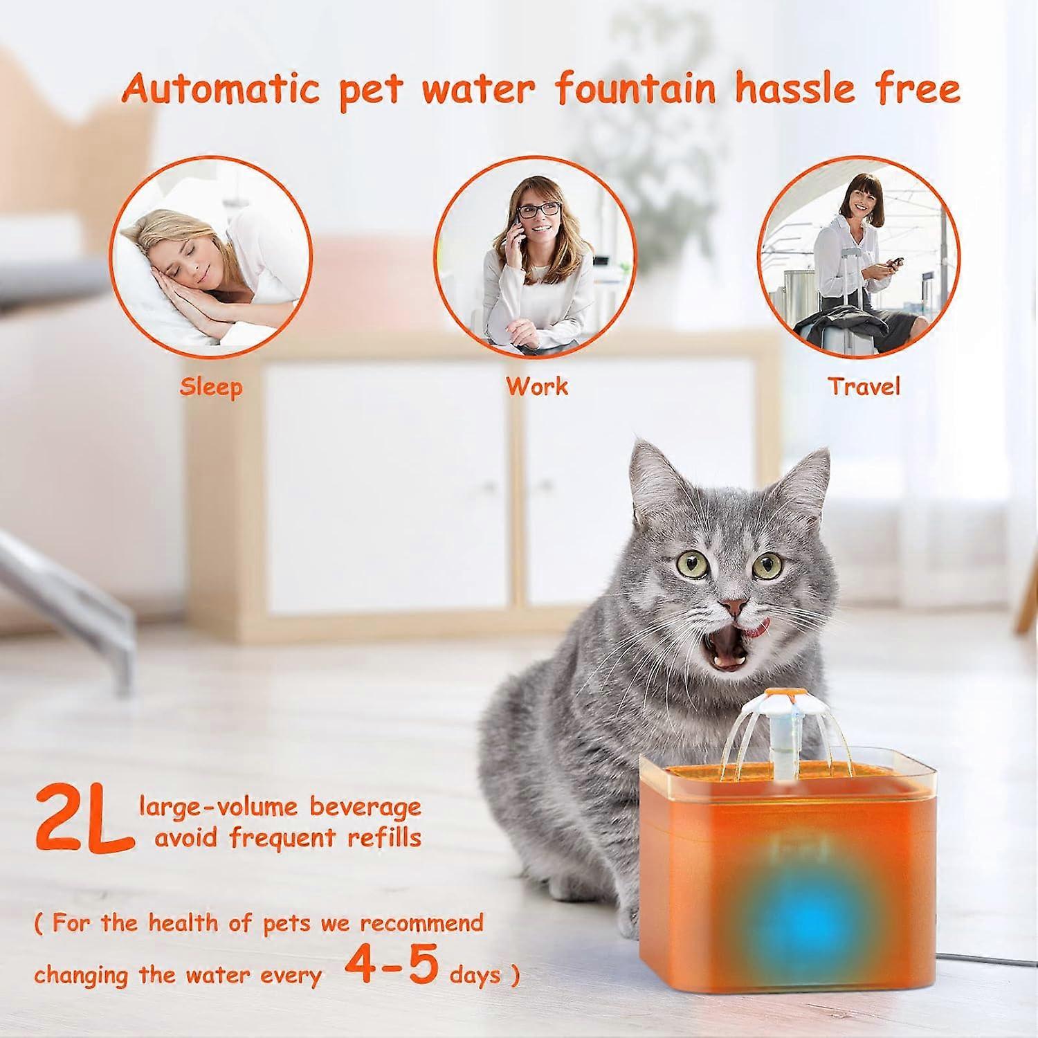 Aonboy Cat Water Fountain, Ultra Quiet Cat Water Dispenser, Cat Water  Dispenser With Led Light, 2L Cat Fountain, With Activated Carbon Filter And  Wate | Fruugo UK