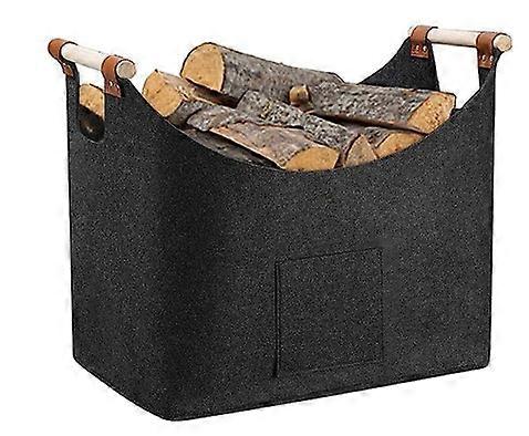 Felt Bag Log Basket XL Log Storage Basket Felt Bag with Handle and Gloves for Log Storage Fireplace Provisions Logs