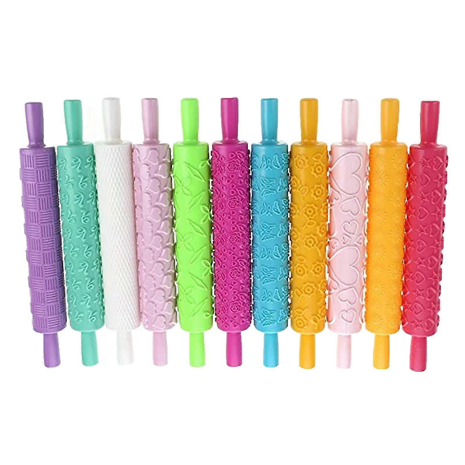 Portable Embossing Rolling Pin Heart Pattern Fondant Cake Decorating Tool