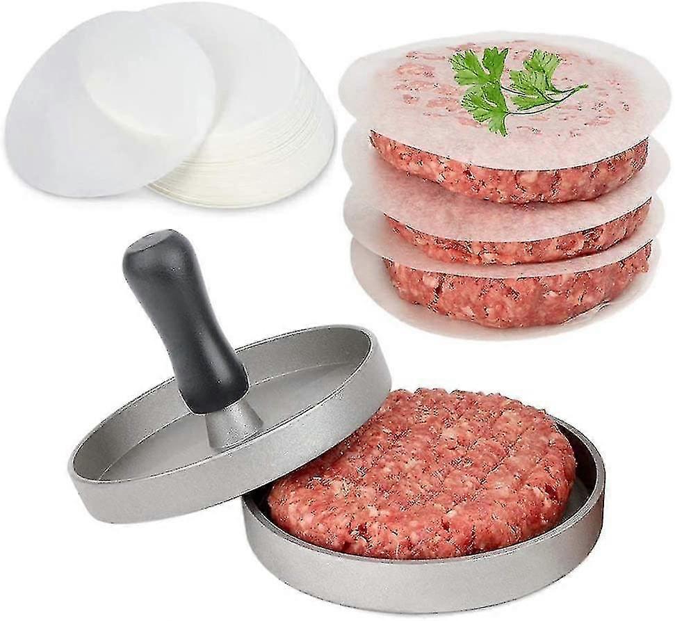 Metal Hamburger Press Patty Maker, With 100 Non-stick Papers, For Mini Frying Pan To Cook Meatballs, Meats