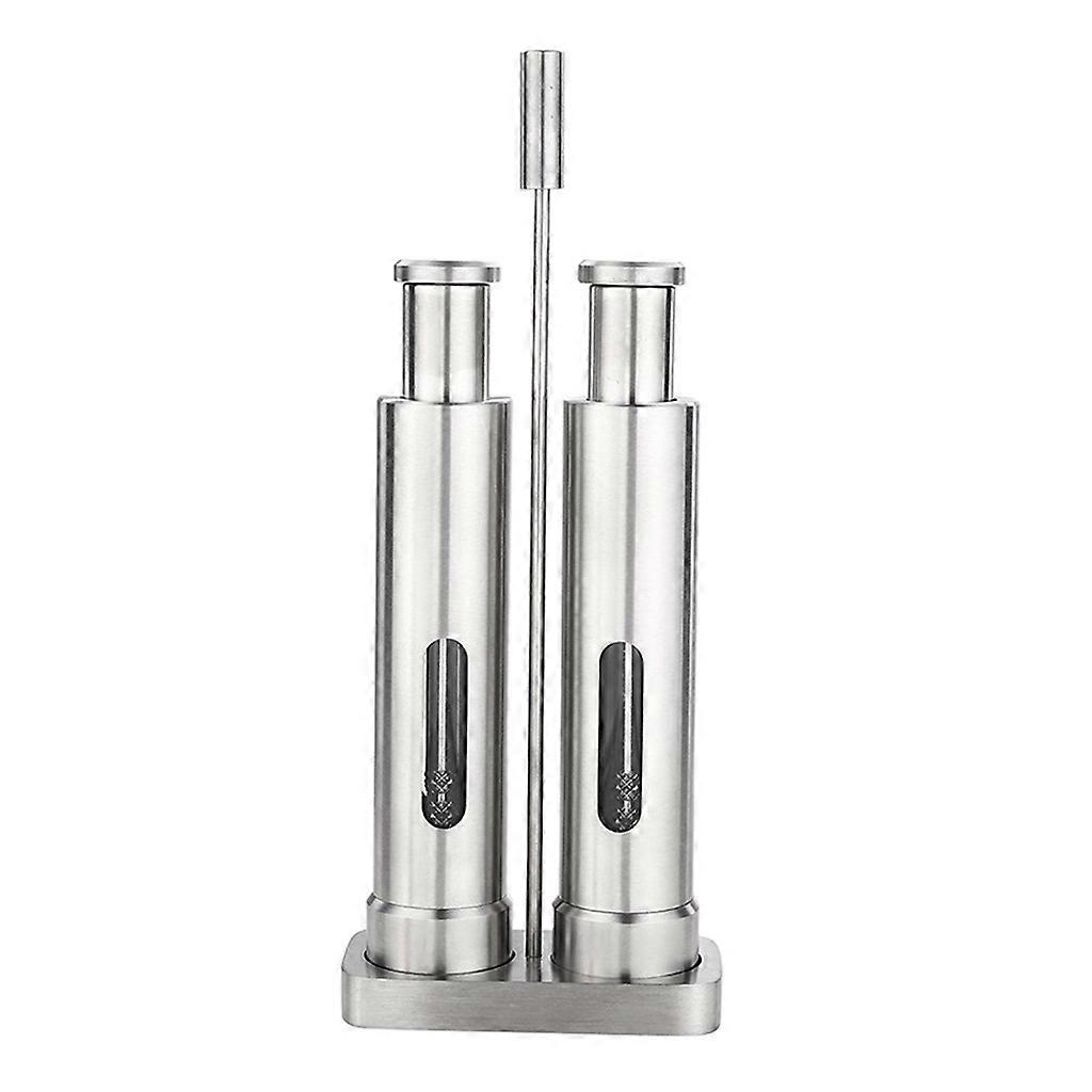 Pepper Grinder Set Solid Manual Stainless Steel Thumb Push Button With Holder