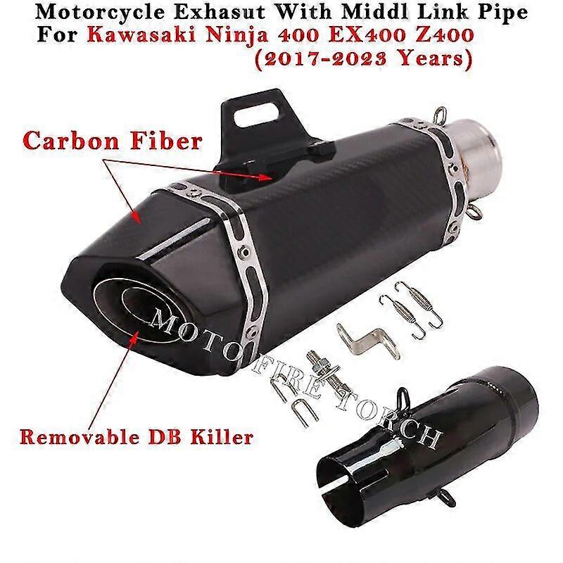 Exquisite exhaust pipeMotorcycle Exhaust Escape Modified Muffler Middle Link Pipe DB Killer For NINJA 400 NINJA400 Z400 EX400 2017 - 2021 2022 2023