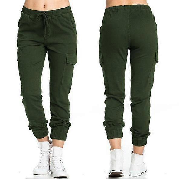 Women's Cargo PantsCasual Elastic Waist Drawstring Side Pocket Long Pants