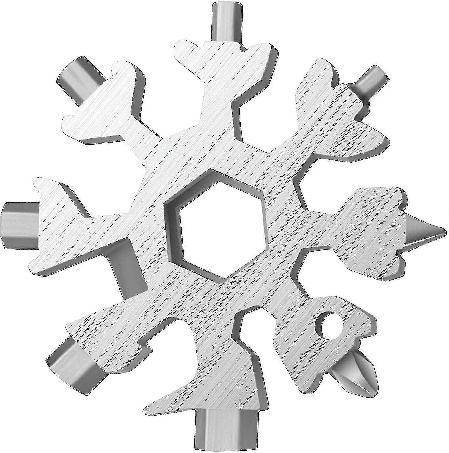 18 In 1 Snowflake Multi-tool Pocket Tool Spanner Hex Wrench Bottle Opener Multifunction Key Ring