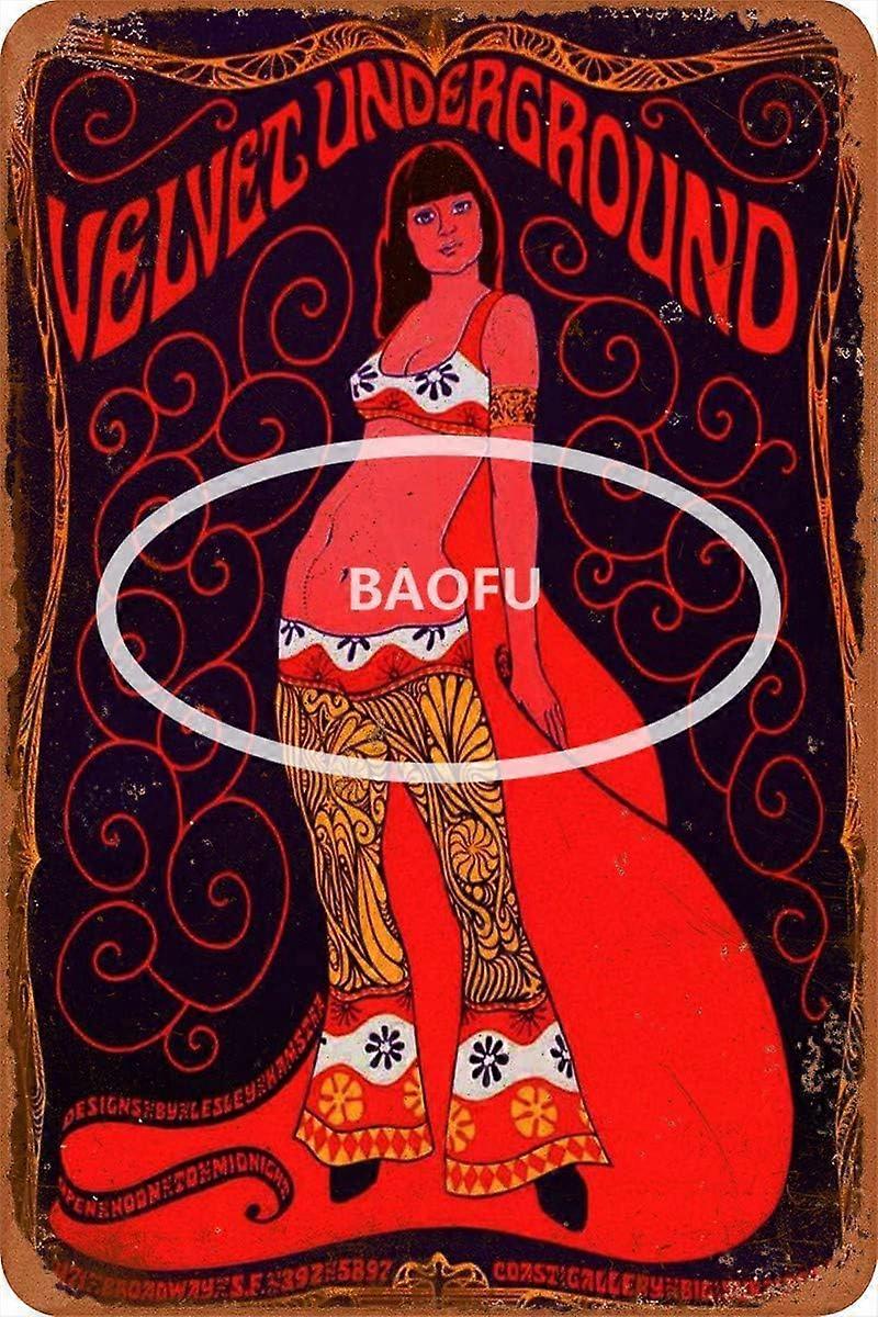 ベルベットアンダーグラウンドサイケデリックアイアンペインティングウォールポスターメタルヴィンテージバンドブリキ看板レトロガレージプラーク装飾リビングルームガーデンベッドルームオフィス