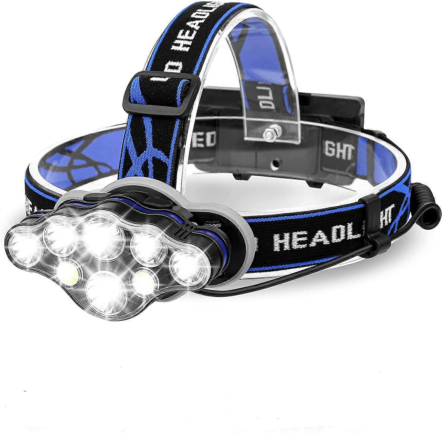 8LED Strong Light Long Range Headlamp USB COB