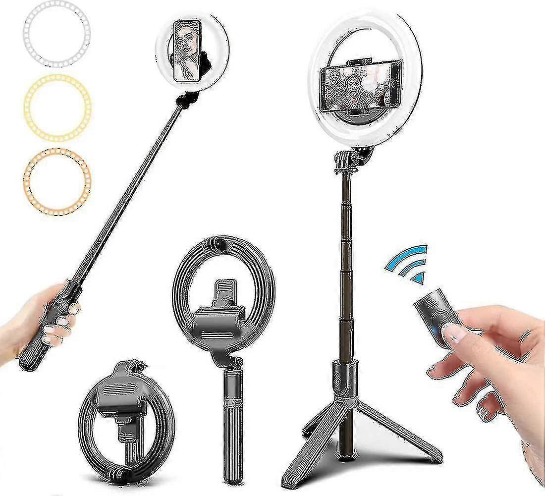 Selfie Ring Light With Tripod Bluetooth Remote Control 6.3" Ring Light